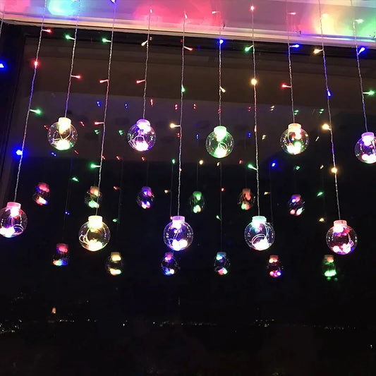 LED Multi Color Waterproof Christmas Wishing Ball Lamp Ring Curtain Lights for Bedroom Decoration Supplies 
