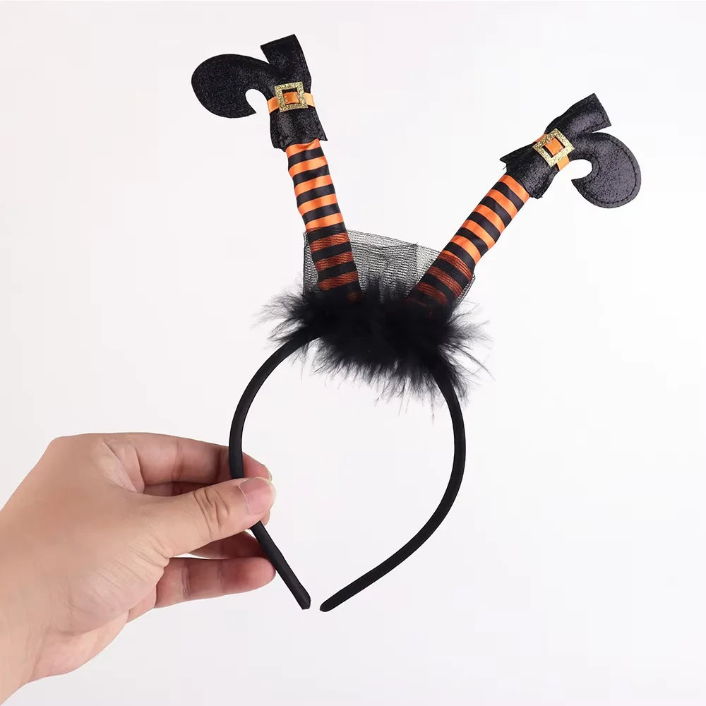 Halloween & Day of the Dead Funny Headband Witch Legs Headband Hairband Hairy Bells Headband Costume Headband