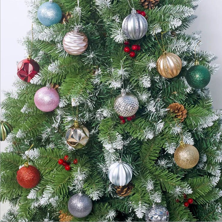 12Pck Christmas 6cm Ball Supplies Christmas Tree Ornaments Glitter Pendant Painting PVC Ornaments Set