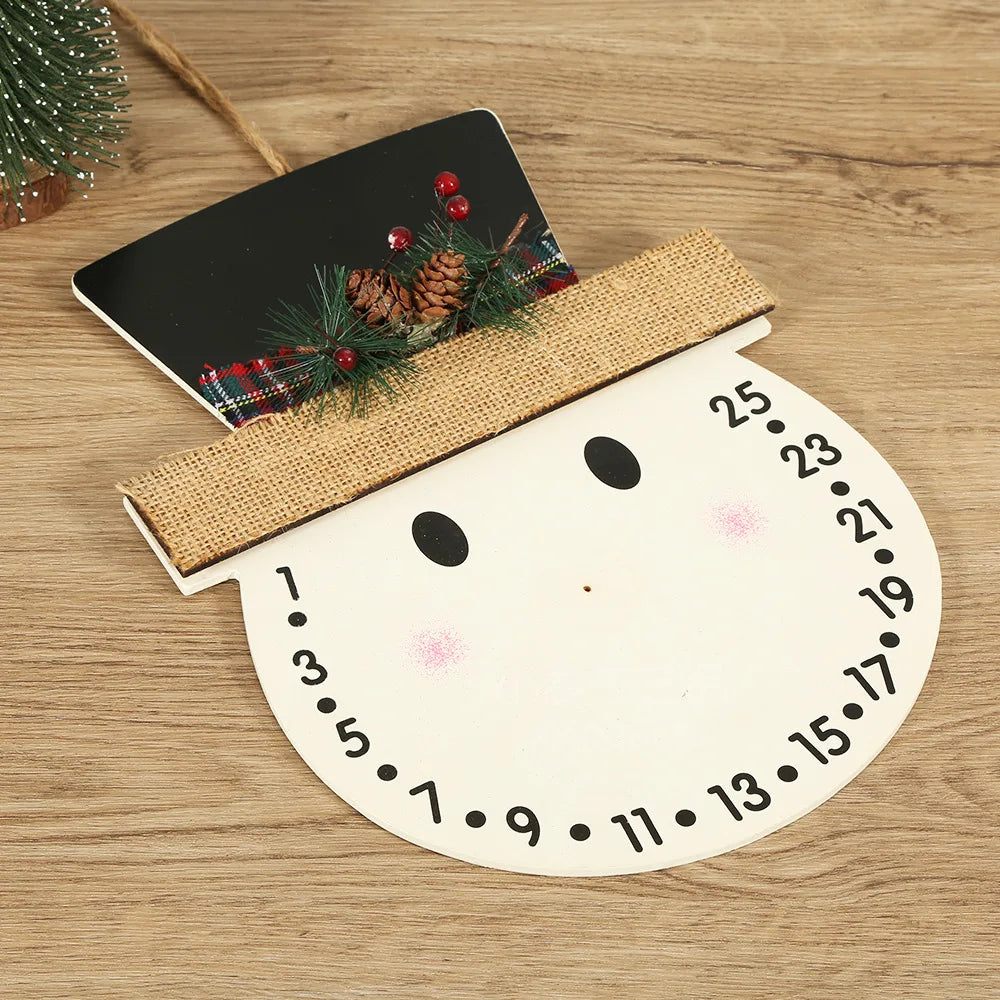 Wooden crafts, plywood novelty Christmas decoration Christmas countdown decoration window decoration pendant Christmas snowman erasable advent calendar
