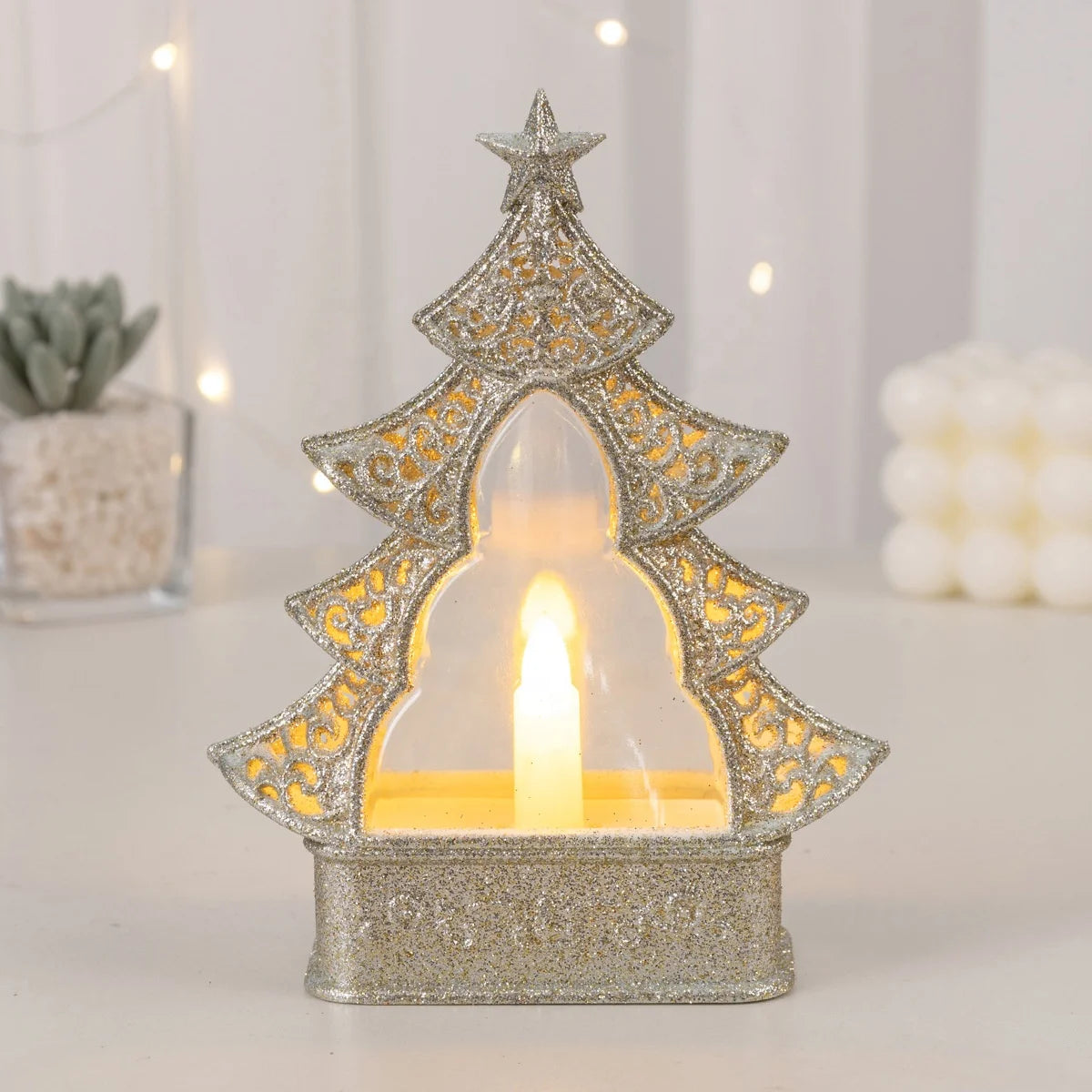 Novelty Glitter Christmas Tree Light Emitting Diode Lights Up Christmas Battery Powered Christmas Tree Table Decorative Lights