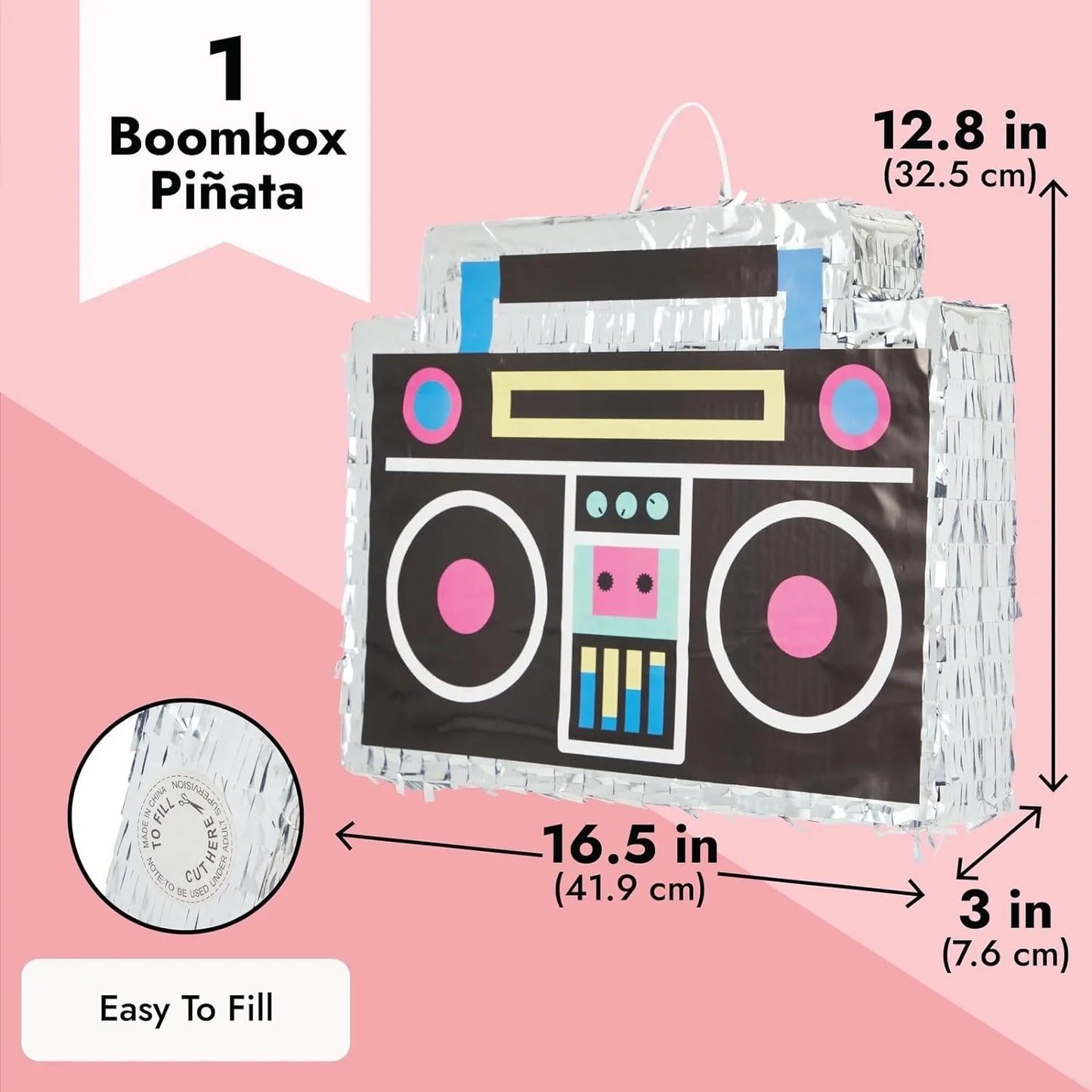 Birthday Party 2 Vintage Radio Piñata with Piñata Stick Eye Mask 80s and 90s Themed Party Ornaments Boombox Piñata