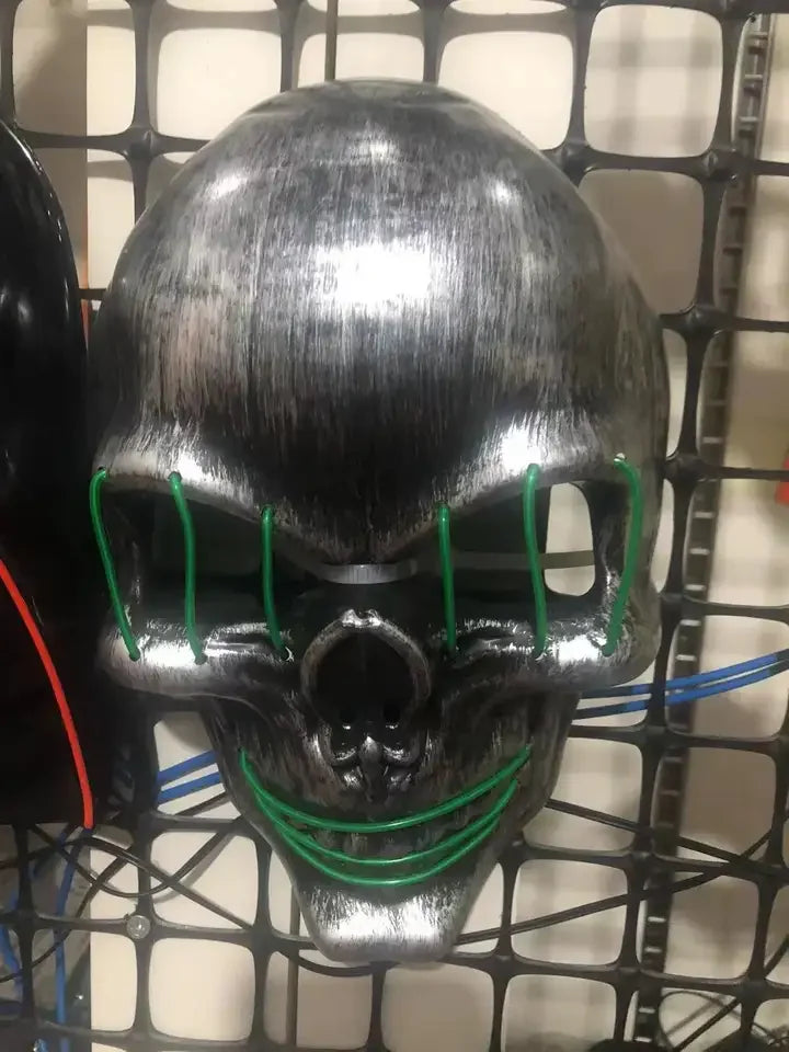 Halloween & Death Day Decoration Ghost Half Face Mask Light Emitting Diode Glow Dark Neon Cosplay Monster Mask Adult Movie Party Decoration