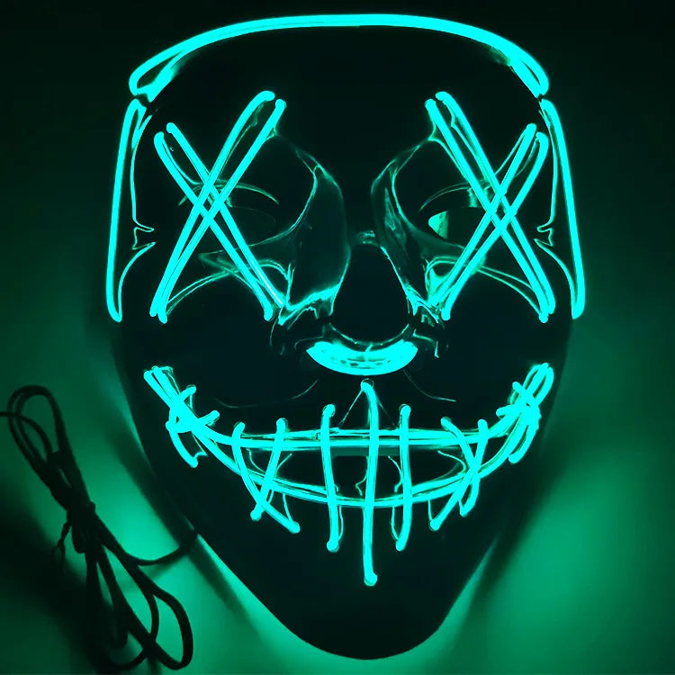 Halloween & Death Day Light Up Vendetta Neon Halloween Carnival Bar Night Party Light Emitting Diode Strips Scary Mysterious Killer Halloween Light Emitting Diode Clown Mask