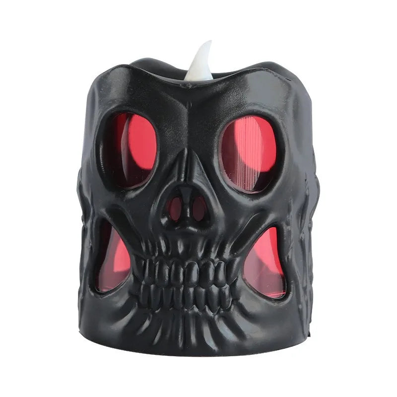 Halloween & Day of the Dead 7 * 5.5cm LED Halloween Ghost Head Lights Flame Less Skull Tea Lights for Halloween Home Party Halloween Skull Candle Lights