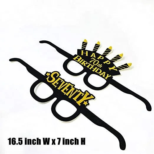 Birthday Party 2 Black Gold Theme 70th Birthday Supplies Men and Women Happy Birthday Decoration Party Glasses