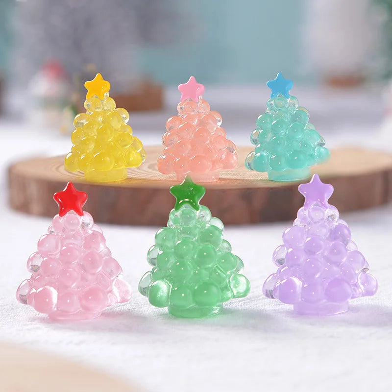 Christmas decoration 6 pieces battery-free Christmas gift resin craft night light mini Christmas tree
