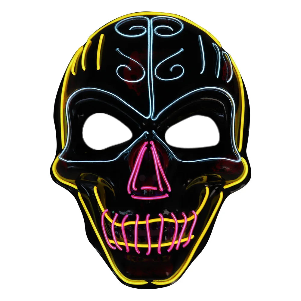 Halloween & Death Day New Halloween Ornaments Light Emitting Mask Party Makeup Light Emitting Diode Halloween Decoration Party Mask