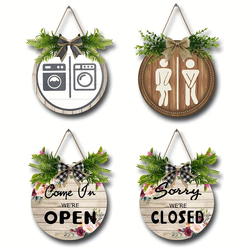 Wooden crafts, signs, slogans, round boards, signs, house decoration, wall ornaments, craft signs, decoration, wooden hanging, home holiday decoration