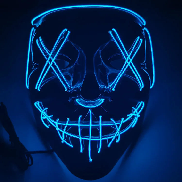 Halloween & Death Day Light Up Vendetta Neon Halloween Carnival Bar Night Party Light Emitting Diode Strips Scary Mysterious Killer Halloween Light Emitting Diode Clown Mask