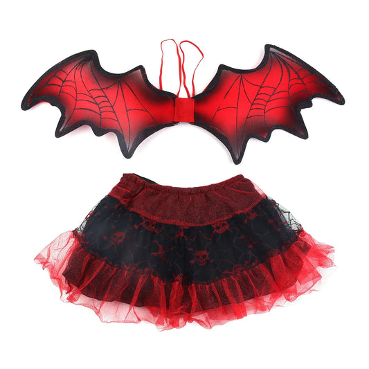 Halloween & Day of the Dead Bat Costume Set Tutu Skirt Bat Wings Dress Up Girl Costume Halloween Christmas Animals Cosplay Party Offer