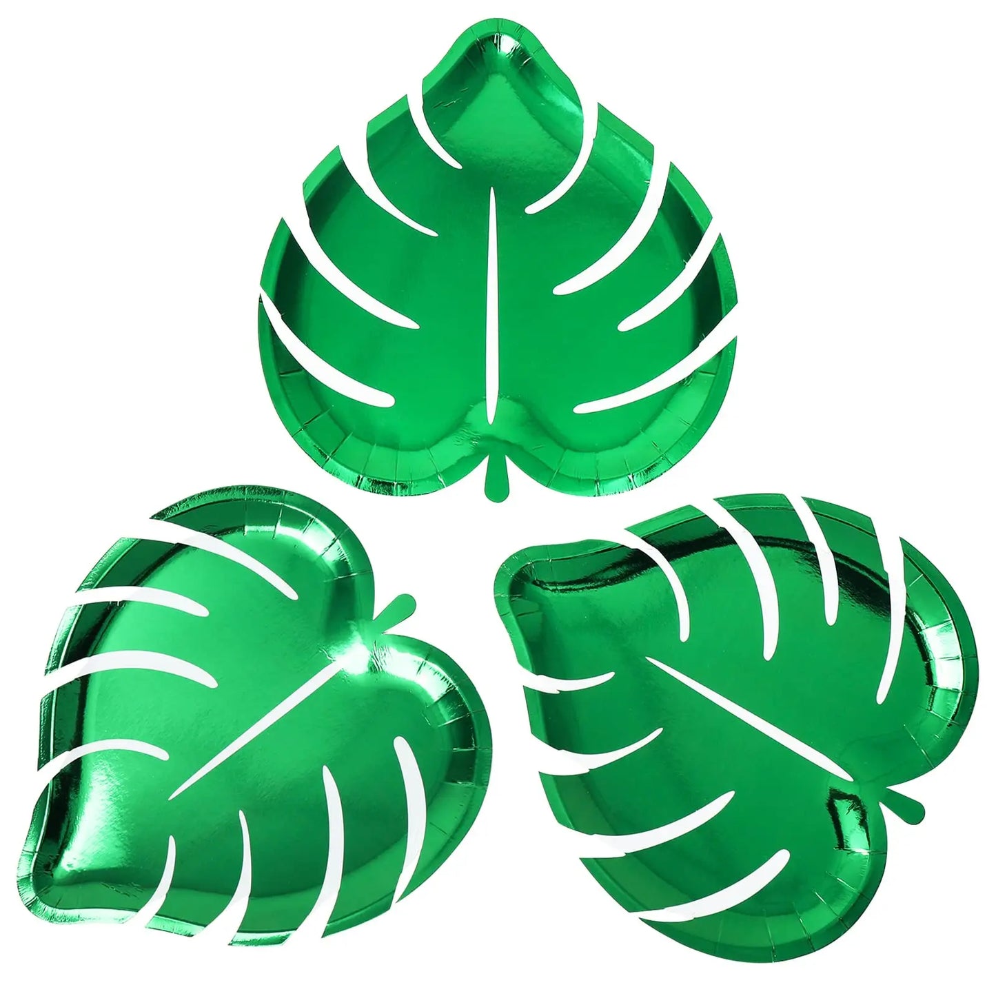 10 Party Ornaments Disposable Cutlery Picnic Accessories 3pcs Turtle Leaf Board Tropical Paper Plate