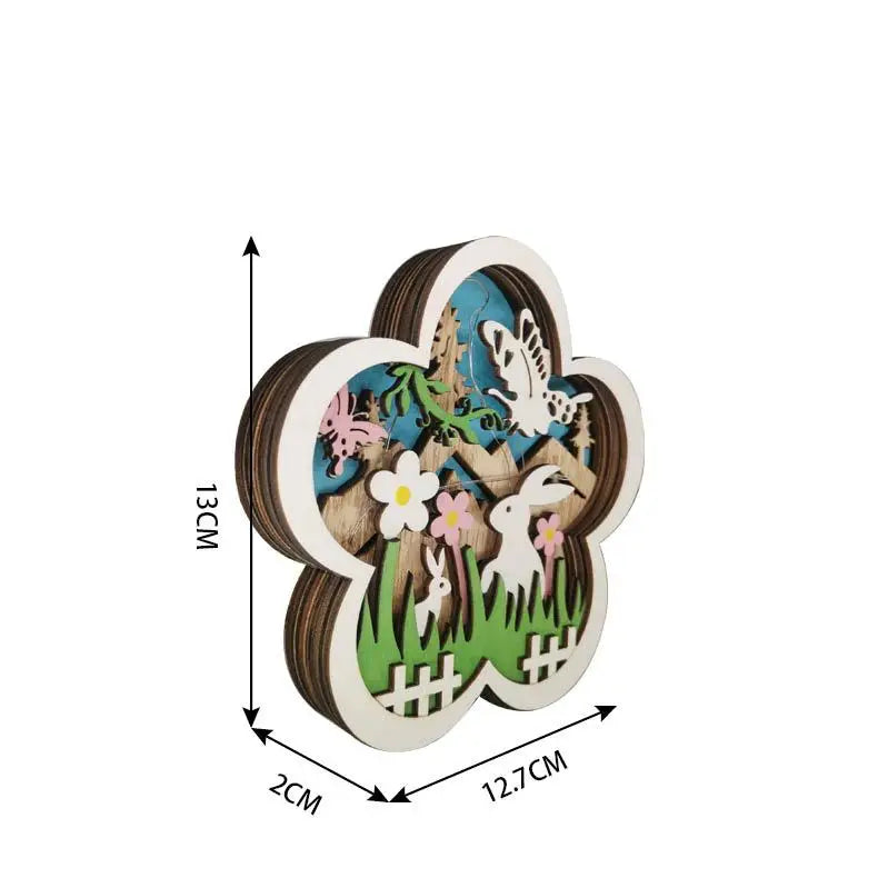 Easter and Thanksgiving 3 Wooden Crafts Floral Lighting Creative Home LED Lights Pop It Easter Bunny Ornaments Easter Bunny Peep