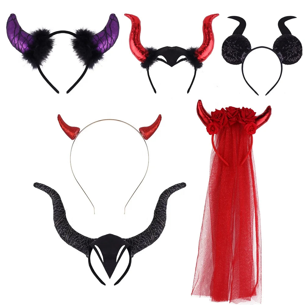 Halloween & Day of the Dead Custom Cosplay Demon Horn Band Halloween Hair Accessories Demon Horn Band