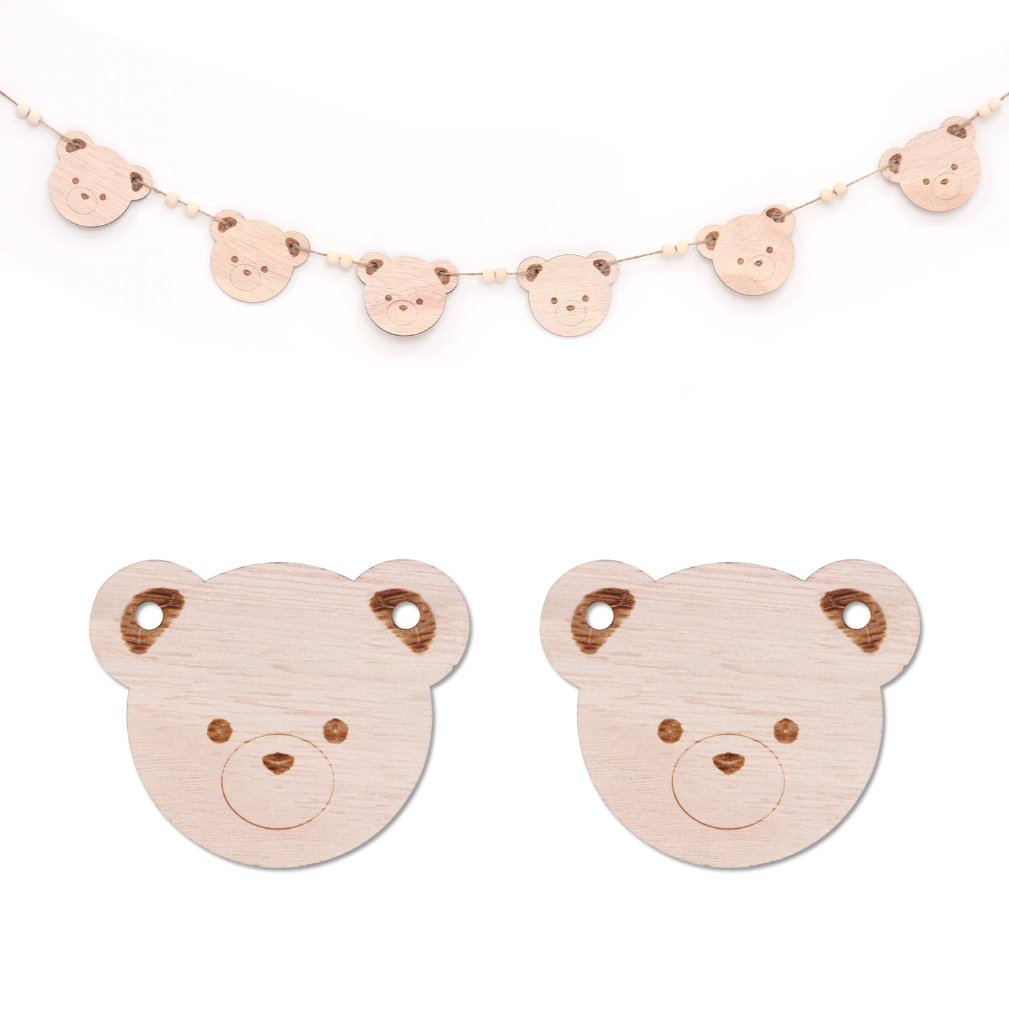 Birthday Party Custom Design Sex Reveal Party Decoration Wooden Bear Beads Baby Banner Shower Wreath Party Plywood Bunting