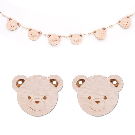 Birthday Party Custom Design Sex Reveal Party Decoration Wooden Bear Beads Baby Banner Shower Wreath Party Plywood Bunting