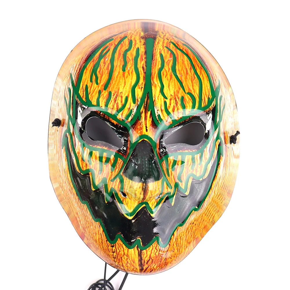 Halloween & Day of the Dead Light Emitting Diode Horror Mask Celebrate Mardi Gras Halloween Party Decoration Plastic Horror Pumpkin Monster Decoration Halloween Sparkle Mask