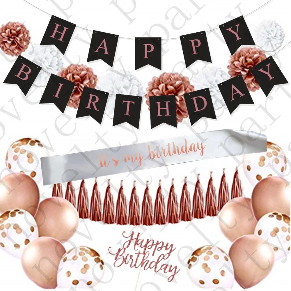 Birthday Party 2 Happy Birthday Party Decoration Rose Gold Balloon Party Supplies Rose Gold Birthday Party Kit