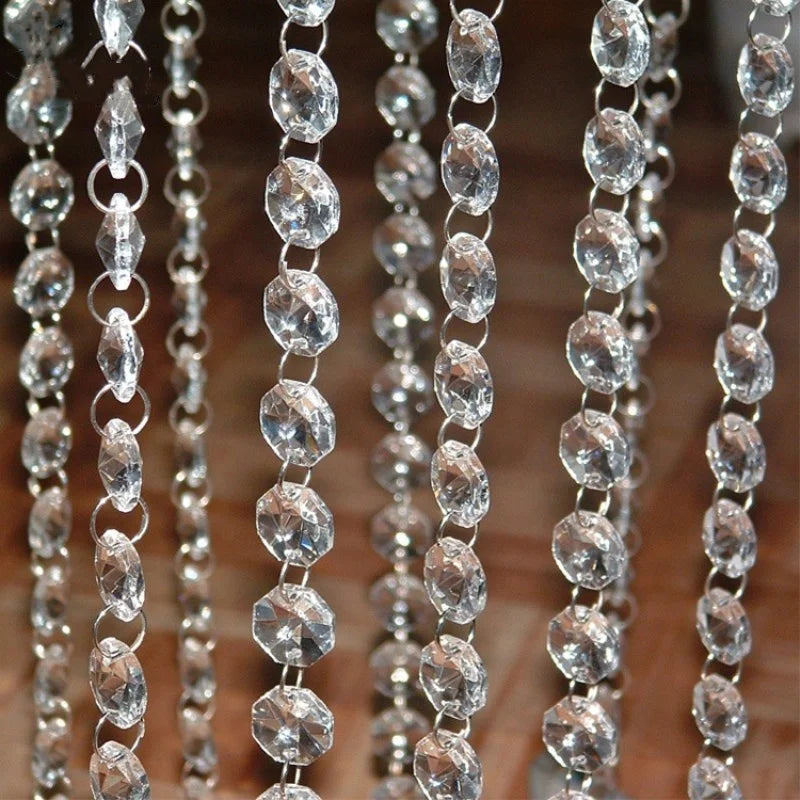Bachelorette Party January Rice Acrylic Crystal Chandelier Decoration Transparent Crystal Beads Chain Light Garland's Family Party Wedding Decoration