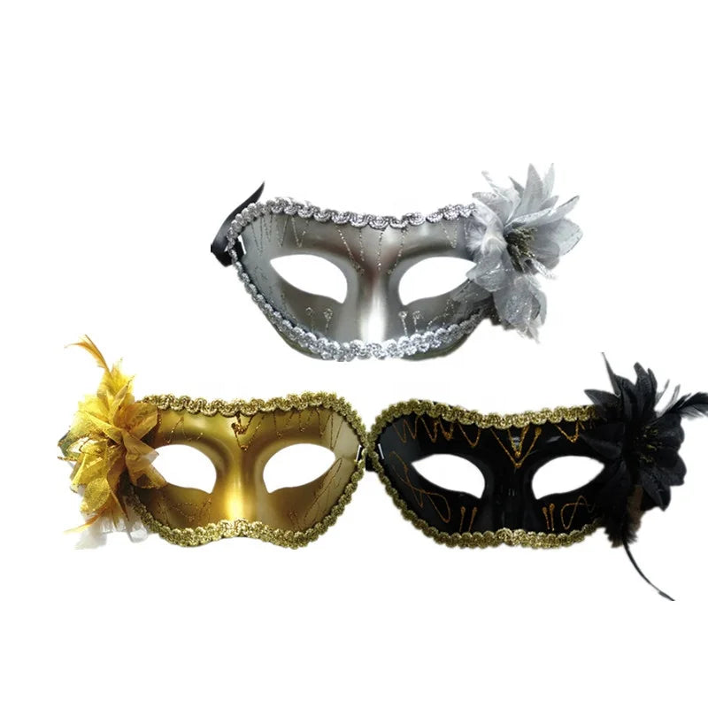 Carnaval   Halloween Masquerade Mask Glitter Party Mask Plastic Flower Carnival Mask