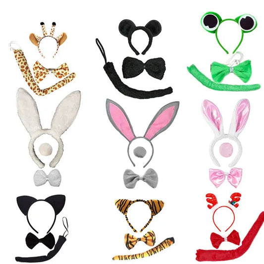 Halloween & Dead Day Cosplay Accessories Adult Kids Animal Ears Headband & Tail Suit Costume Party Proposal