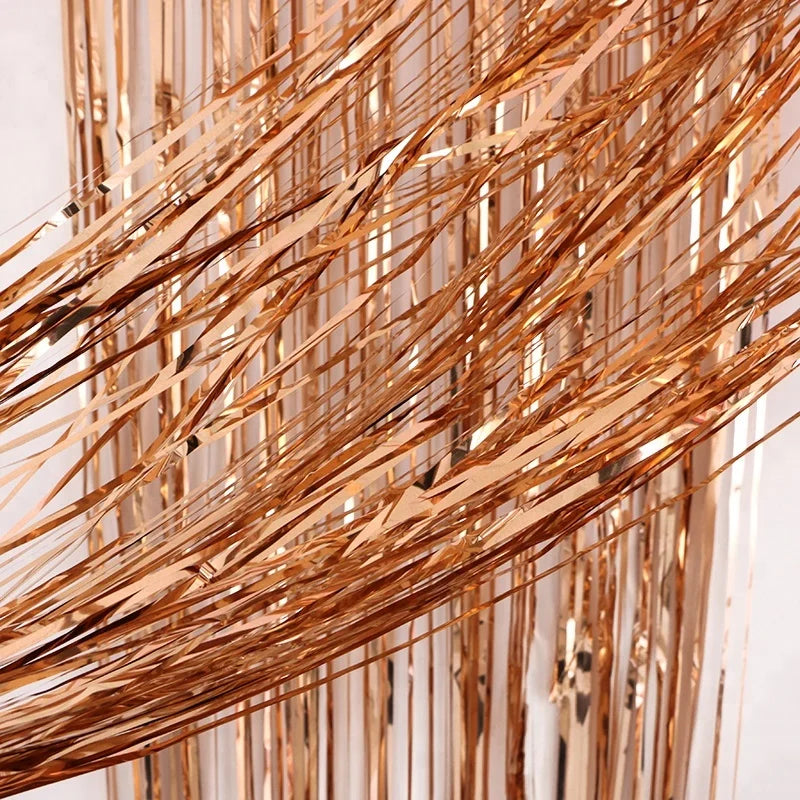 1 Wedding Party, Decorative Photo Background Metallic Tone Party Decorative New Year Party Golden Edge Curtains