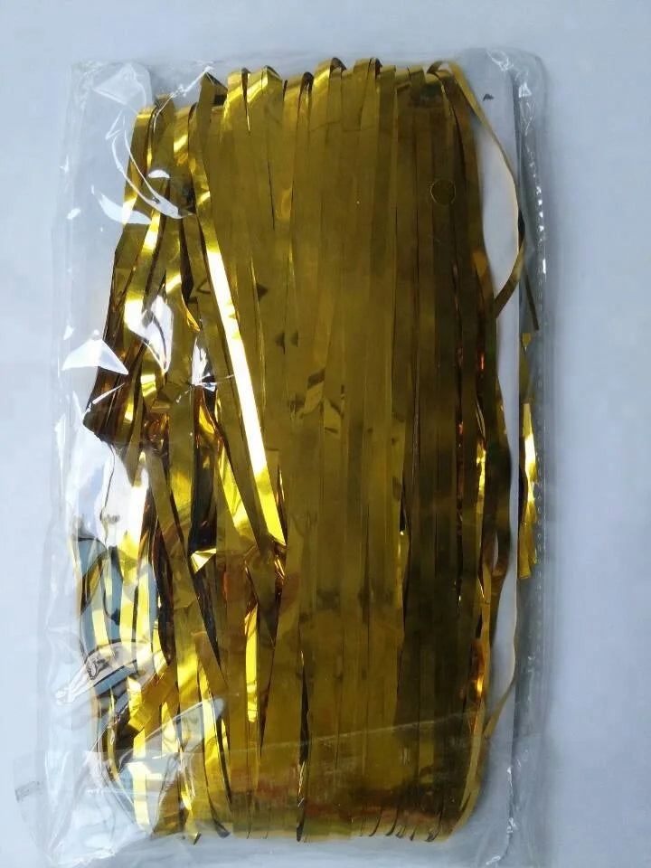 1 Wedding Party, Decorative Photo Background Metallic Tone Party Decorative New Year Party Golden Edge Curtains