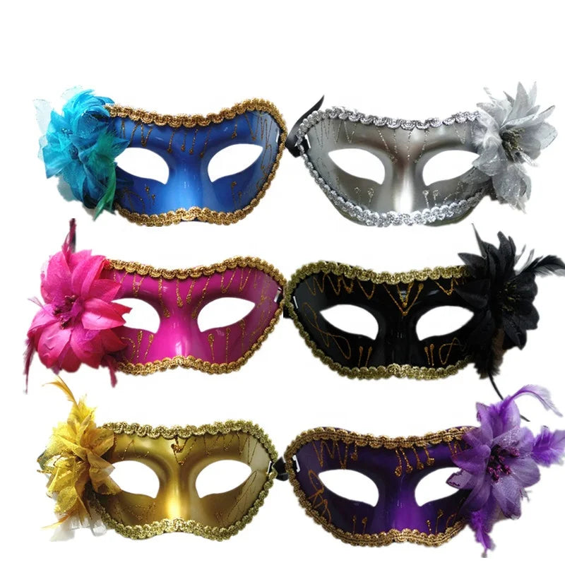 Carnaval   Halloween Masquerade Mask Glitter Party Mask Plastic Flower Carnival Mask