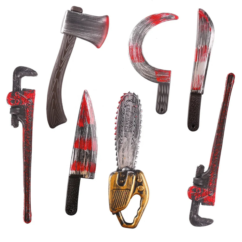 Adereços de Halloween e Dia dos Mortos Adereços de Açougueiro Sangrento Facas de Fantasia Falsas Facas de Plástico Sangrentas de Halloween 