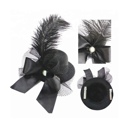 Halloween & Day of the Dead Costume Party Accessories Ladies Ladies Floral Decorative Hairpin Feather Pendant Burlesque Mini Top Hat