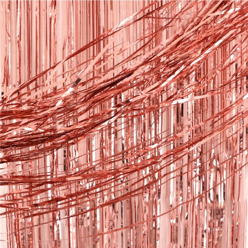 1 Wedding Party, Decorative Photo Background Metallic Tone Party Decorative New Year Party Golden Edge Curtains