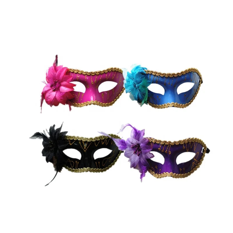 Carnaval   Halloween Masquerade Mask Glitter Party Mask Plastic Flower Carnival Mask