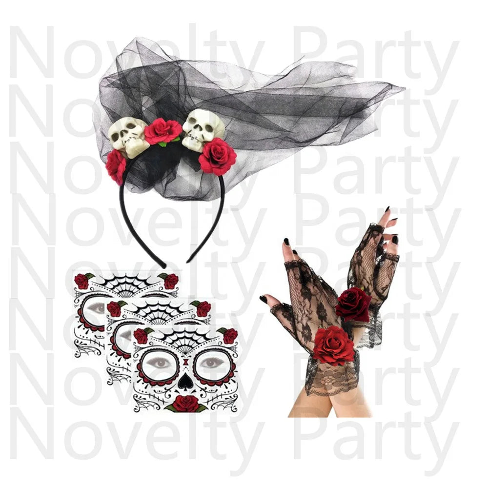 Halloween & Dead Day Dead Women's Costume Accessory Set of Dia de los Muertos Day Dead Halloween Costume Day