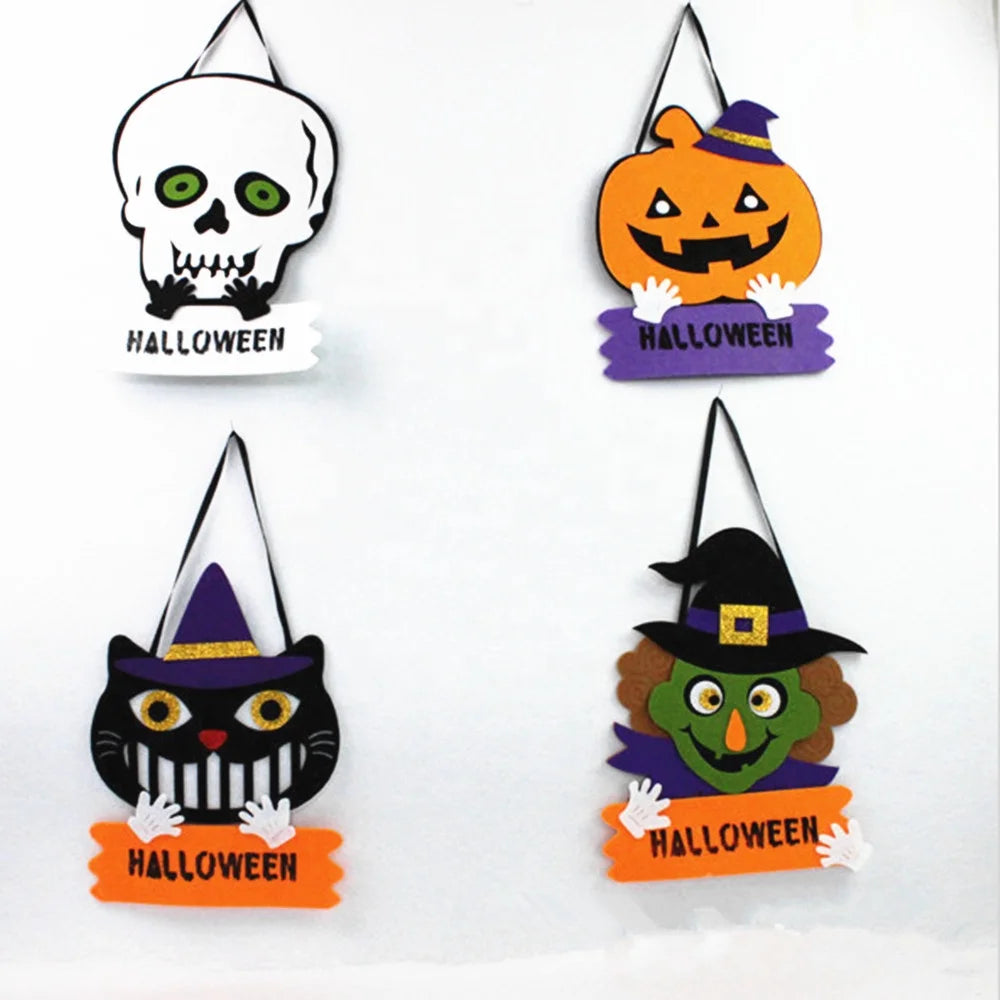 Pingente de feltro para Halloween e Dia dos Mortos, abóbora, fantasma, bruxa, decoração de porta, enfeites de Halloween, artigos para festa 