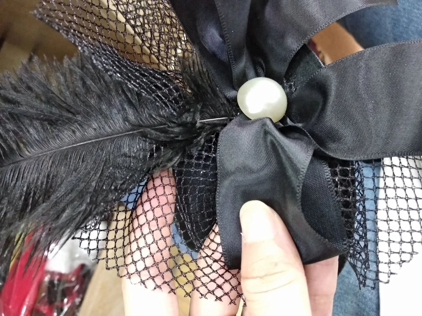 Halloween & Day of the Dead Costume Party Accessories Ladies Ladies Floral Decorative Hairpin Feather Pendant Burlesque Mini Top Hat