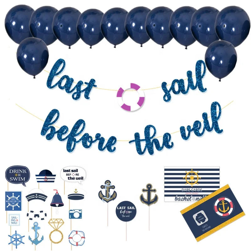 Bachelorette Party 1 Bridal Shower Party Final Sail Front Veil Banner Game Card Nautical Bachelorette Party Supplies