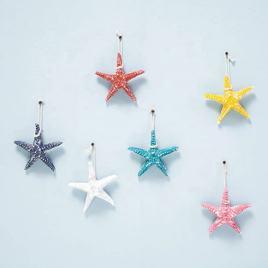 Starfish Hanging Decorative Resin Large Starfish Seaside Ornament Crafts Home Bedroom Mediterranean Wall Art Decoration