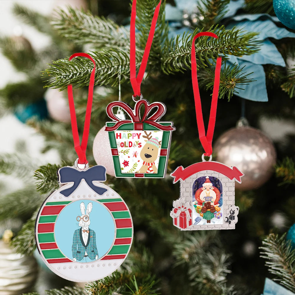 Enfeites de Natal Exquisite Pendente de Porta de Árvore Pendurada Presentes de Natal Decorações de Casa em Liga de Zinco 