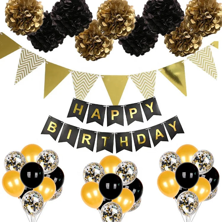 Birthday Party 2 Decorative Supplies Paper Flower Ball Pennant Happy Birthday Party Decorative Set