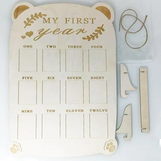 Halloween & Day of the Dead Photo Showcase 12 Months Baby Photo Frame 1st Birthday Nursery Decoration Wooden Board Baby First Year Photo Frame Milestone Board