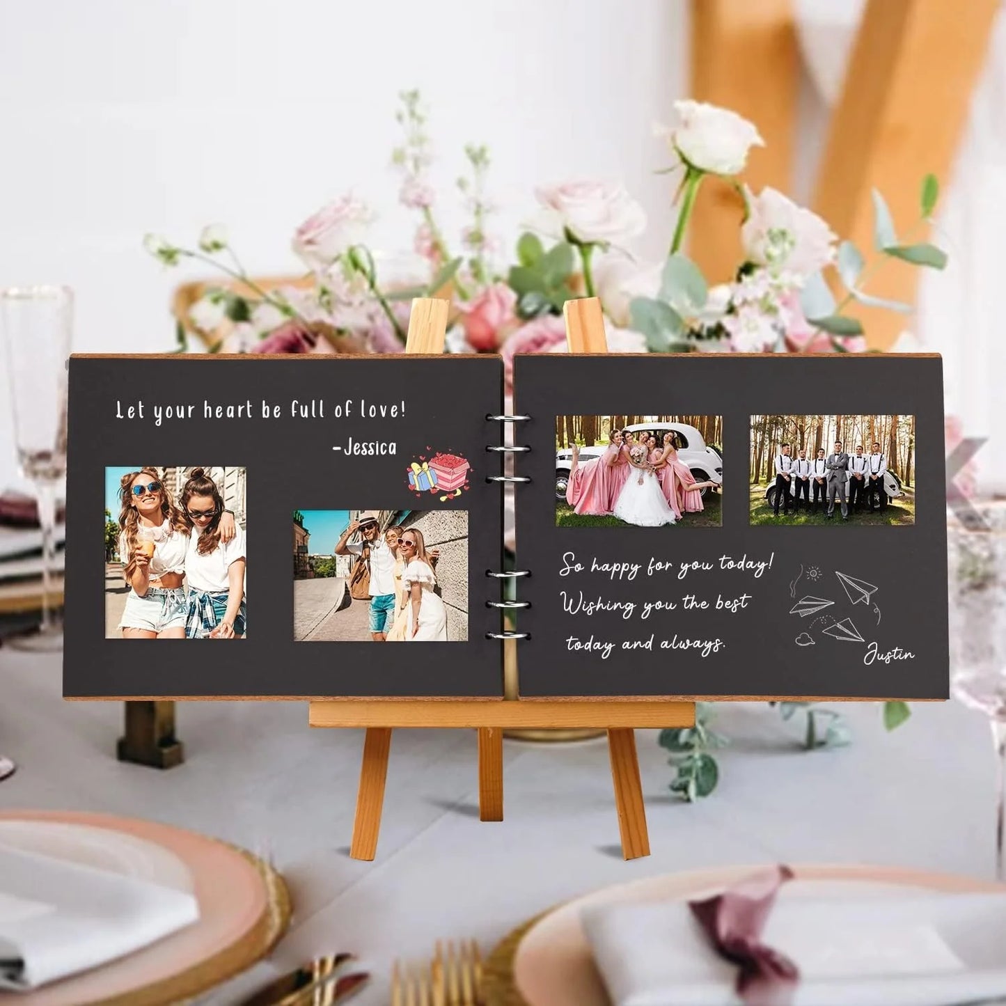 1 Wedding Party, Wooden Wedding Guestbook Memory Scrapbook