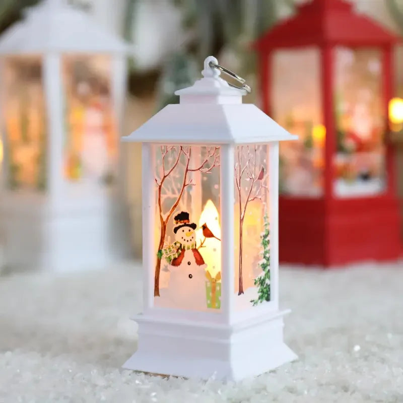 LED Christmas plastic lantern candlestick led light night light snowman decoration desktop Christmas lantern