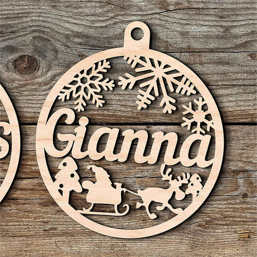 DIY Custom Christmas Party Ornament Laser Cut Holiday Craft Decorative Gift Label Plywood Family Name Christmas Sign