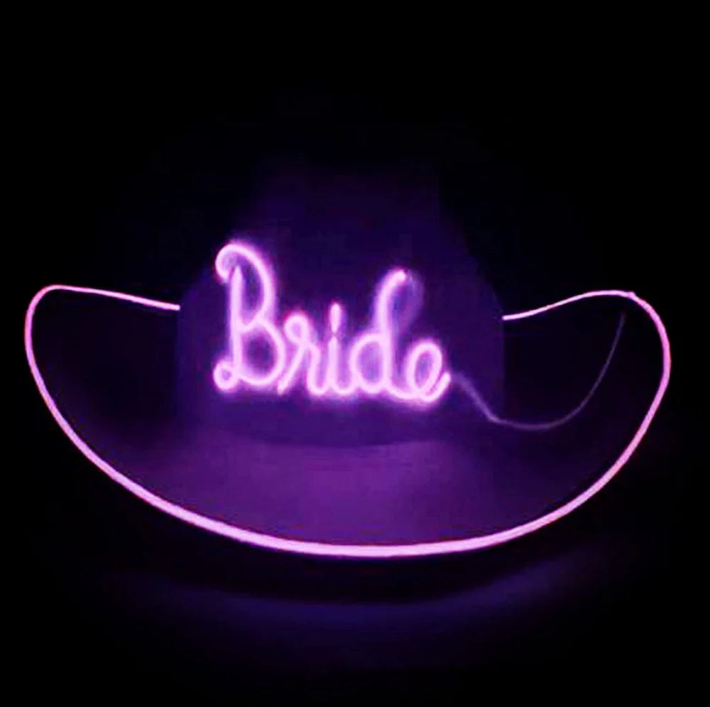 Bachelorette Party 1 New Arrival Funny Cowgirl Party Hat Bachelorette Party Dress Up Cowboy Hat Glow White Bridal Party Hat