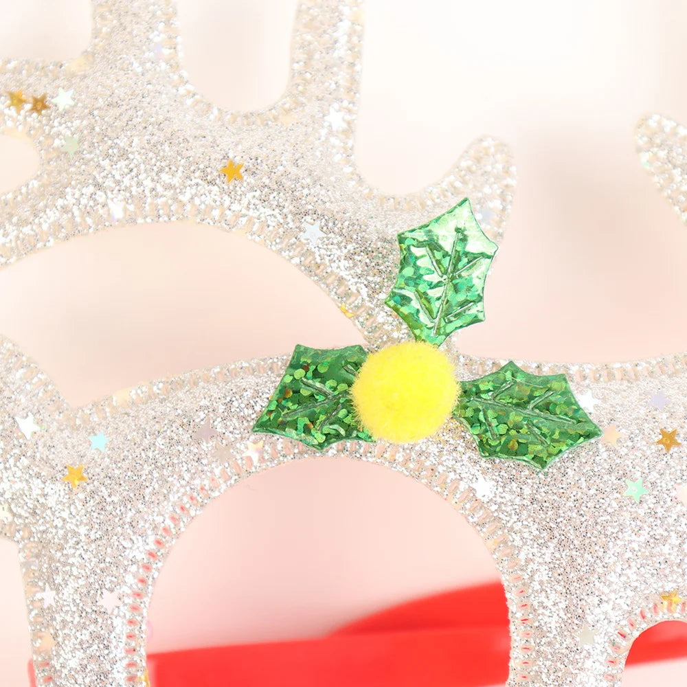 Bsci shinny holiday party photo booth props sequins kim cong pink elk antlers wabi sabi elf hat christmas glasses frame