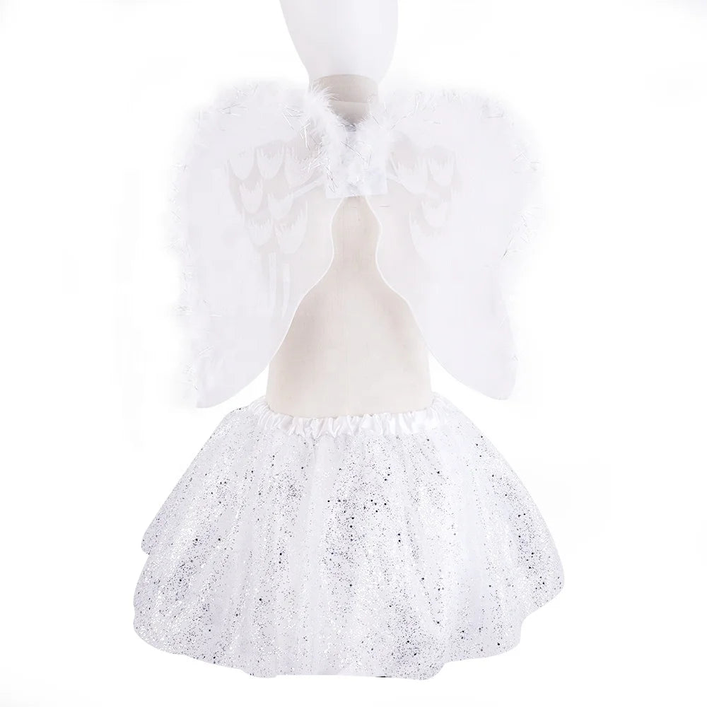 Halloween & Day of the Dead Baby Girl Angel Costume White Angel Cosplay Skirt Set Angel Makeup