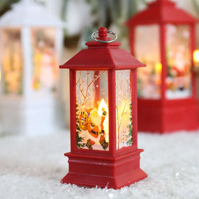 LED Christmas plastic lantern candlestick led light night light snowman decoration desktop Christmas lantern