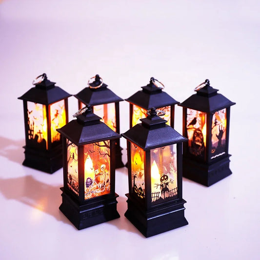 Halloween & Day of the Dead Decorative Props Led Candle Lights Vintage Castle Bats Pumpkin Lanterns Flame Lights Scary Halloween Party Supplies