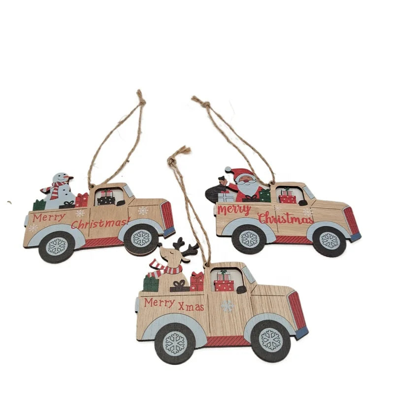 New Wooden Christmas Tree Snowman Santa Elk Hollow Pendant DIY Painted Christmas Wooden Ornament