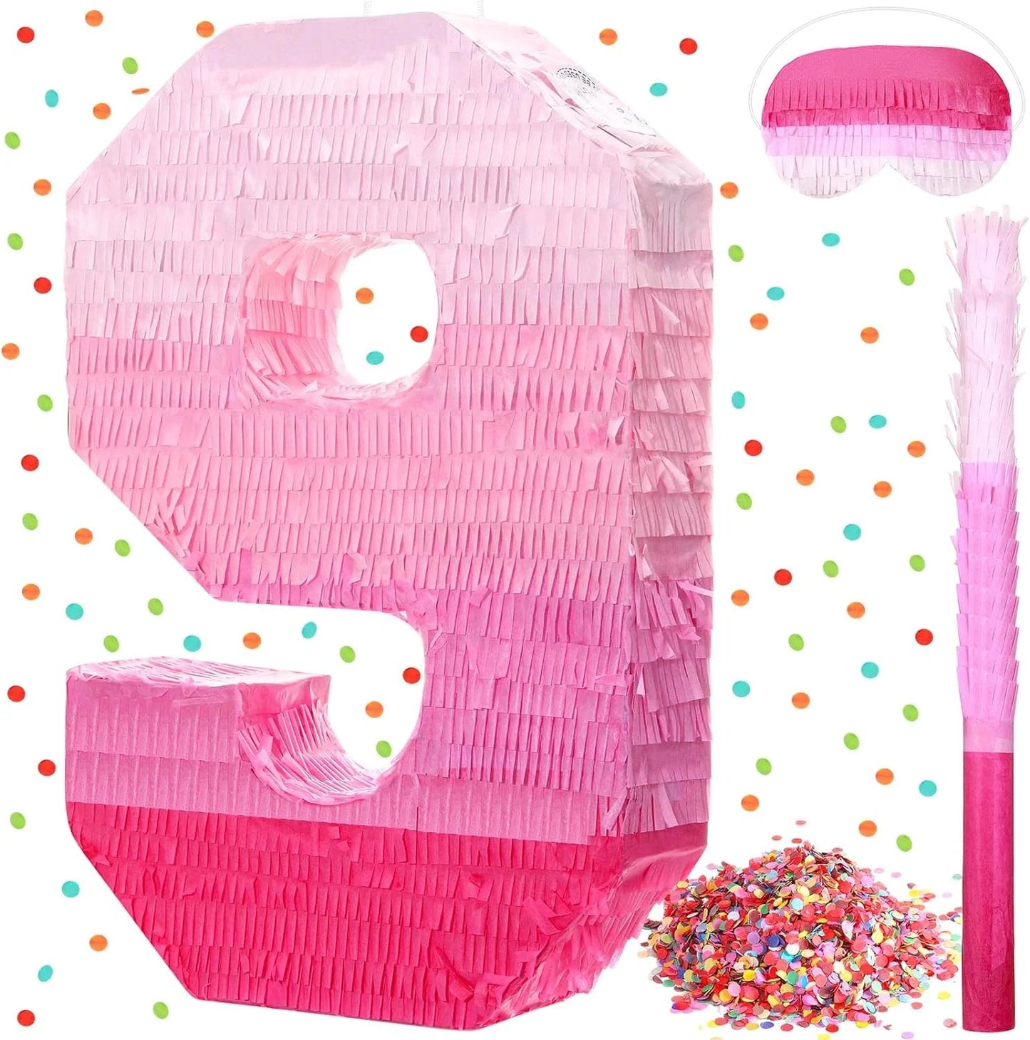 Birthday Party 2 Baby Shower Anniversary Party Ornaments Number Piñata Birthday Piñata gradual change Pink Piñata with blindfold 